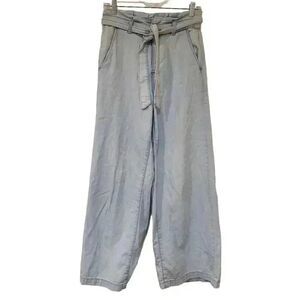 Banana Republic Women's Light Wash Cotton/Lyocell Belted High Rise Wide Leg Jean